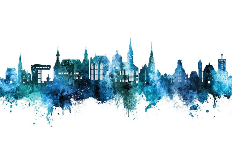 Aachen Germany Skyline Blue Teal