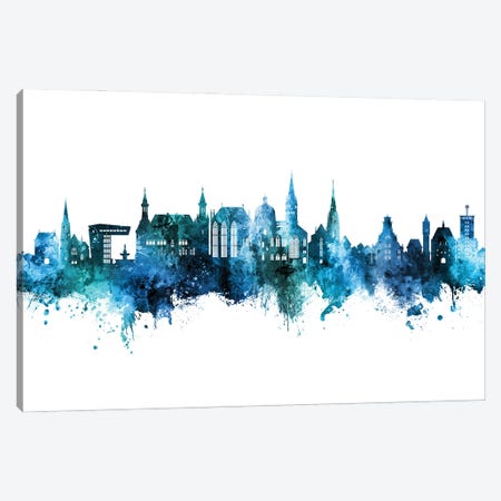 Aachen Germany Skyline Blue Teal Canvas Print #MTO2910} by Michael Tompsett Canvas Art