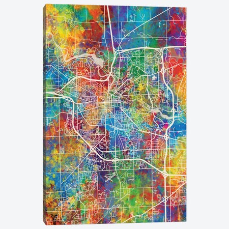 Ann Arbor Map Color Canvas Print #MTO2912} by Michael Tompsett Canvas Art