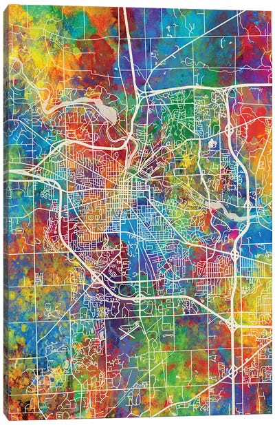 Ann Arbor Map Color Canvas Art Print