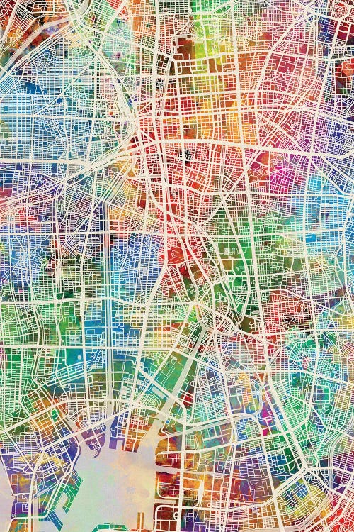 Nagoya Japan Map Color by Michael Tompsett wall art