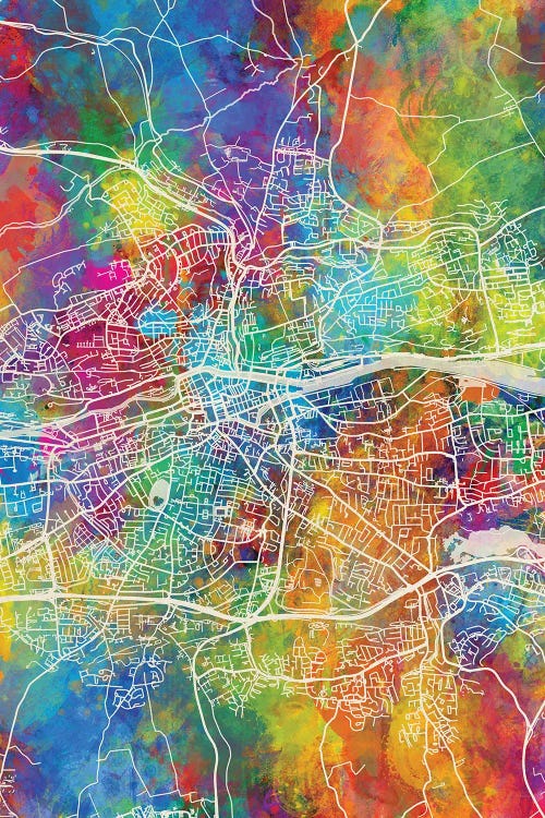 Cork Ireland Map Color by Michael Tompsett wall art
