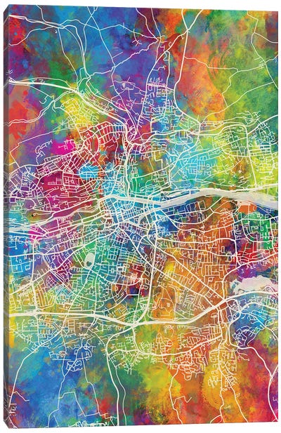 Cork Ireland Map Color Canvas Art Print