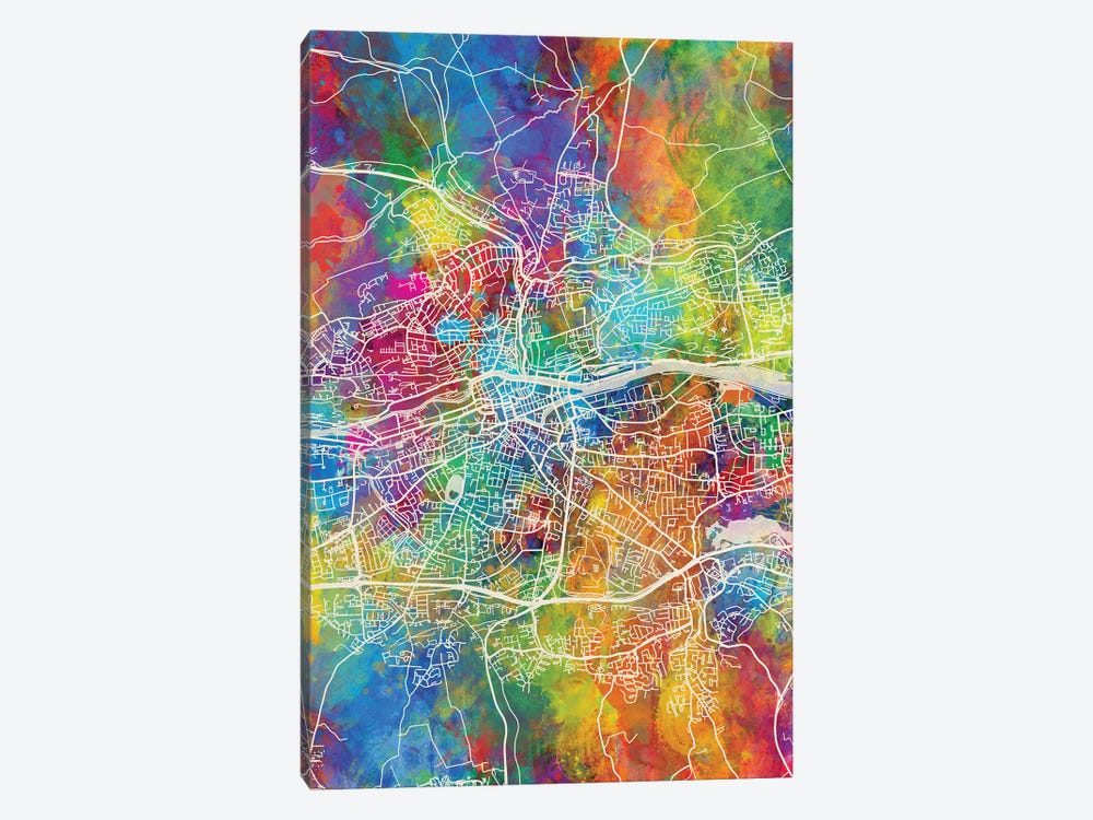 Cork Ireland Map Color by Michael Tompsett 1-piece Canvas Art Print