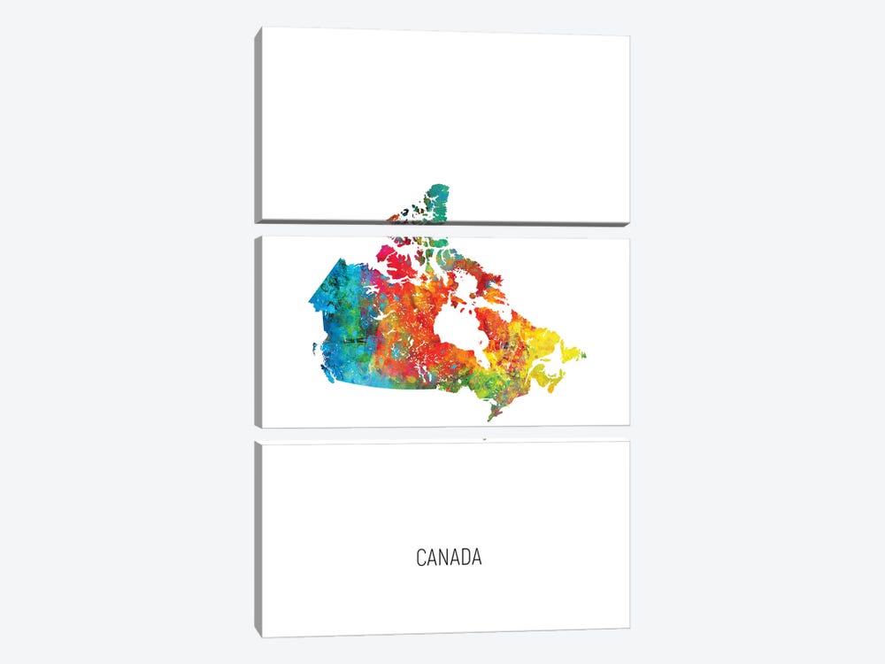 Canada Map by Michael Tompsett 3-piece Canvas Wall Art