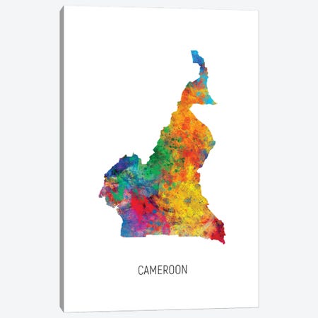 Cameroon Map Canvas Print #MTO2917} by Michael Tompsett Canvas Art Print