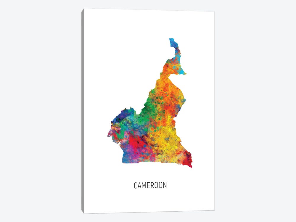 Cameroon Map by Michael Tompsett 1-piece Canvas Art Print