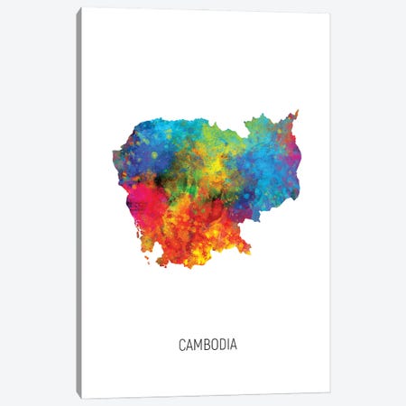 Cambodia Map Canvas Print #MTO2918} by Michael Tompsett Canvas Wall Art