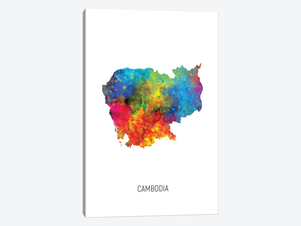 Cambodia Map by Michael Tompsett 1-piece Canvas Art