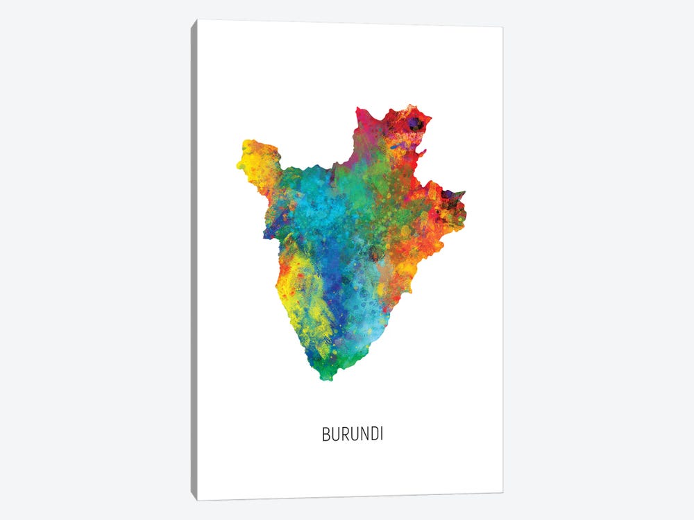 Burundi Map by Michael Tompsett 1-piece Canvas Print