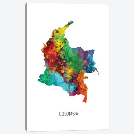 Colombia Map Canvas Print #MTO2922} by Michael Tompsett Art Print