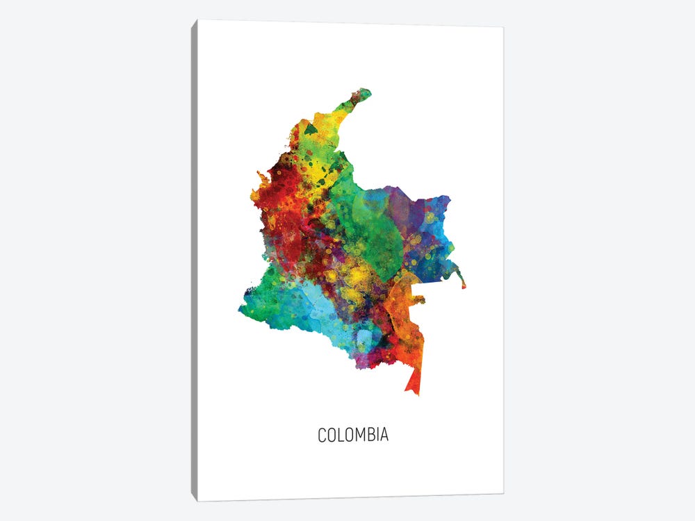 Colombia Map by Michael Tompsett 1-piece Art Print