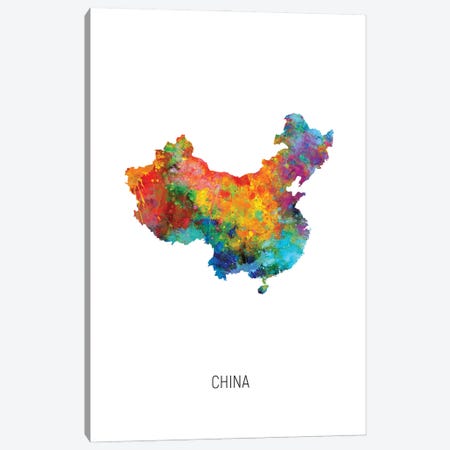 China Map Canvas Print #MTO2923} by Michael Tompsett Canvas Print