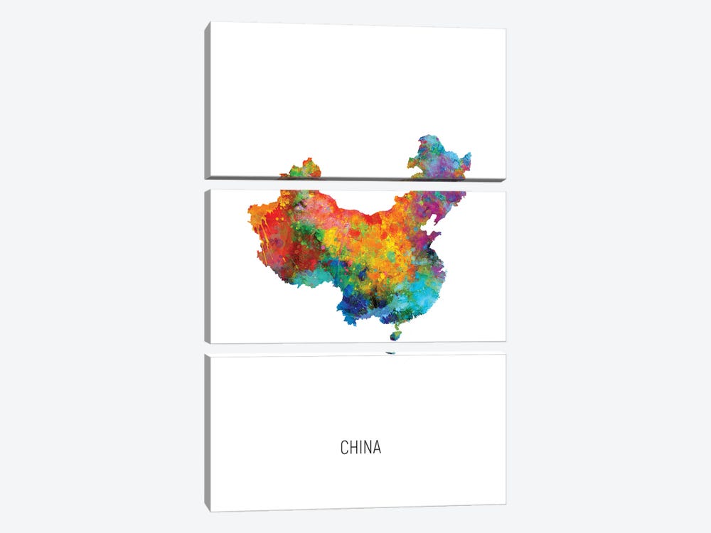 China Map by Michael Tompsett 3-piece Canvas Artwork