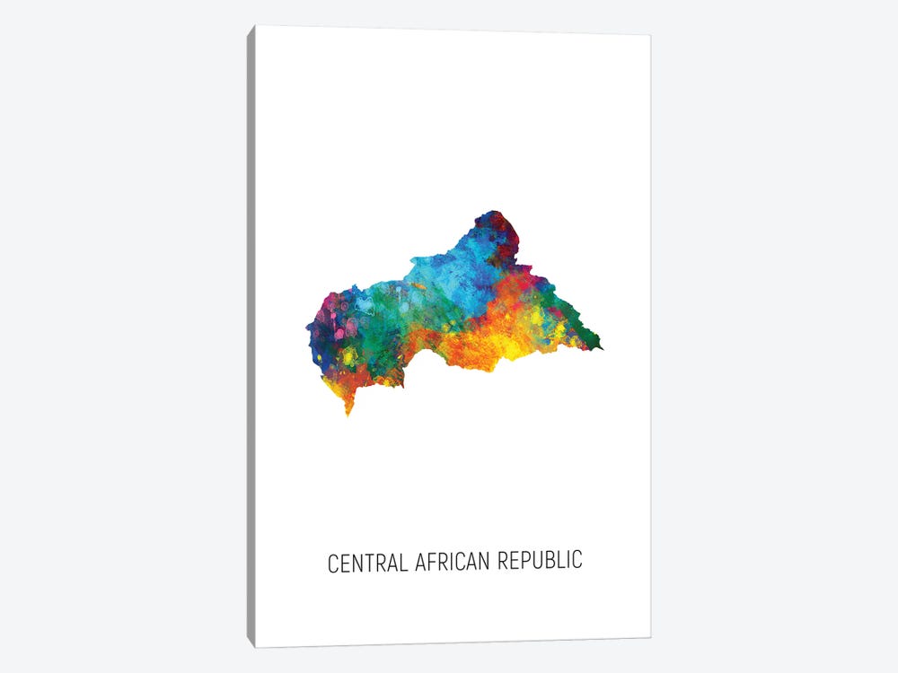 Central African Republic Map by Michael Tompsett 1-piece Canvas Artwork