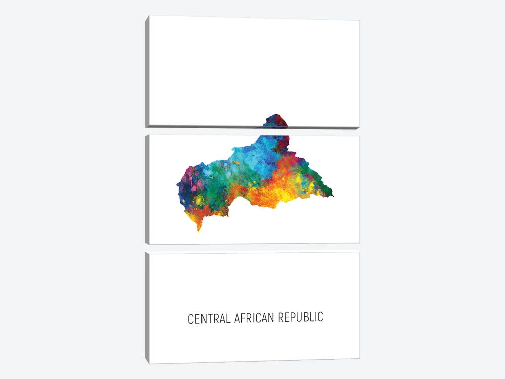 Central African Republic Map by Michael Tompsett 3-piece Canvas Art