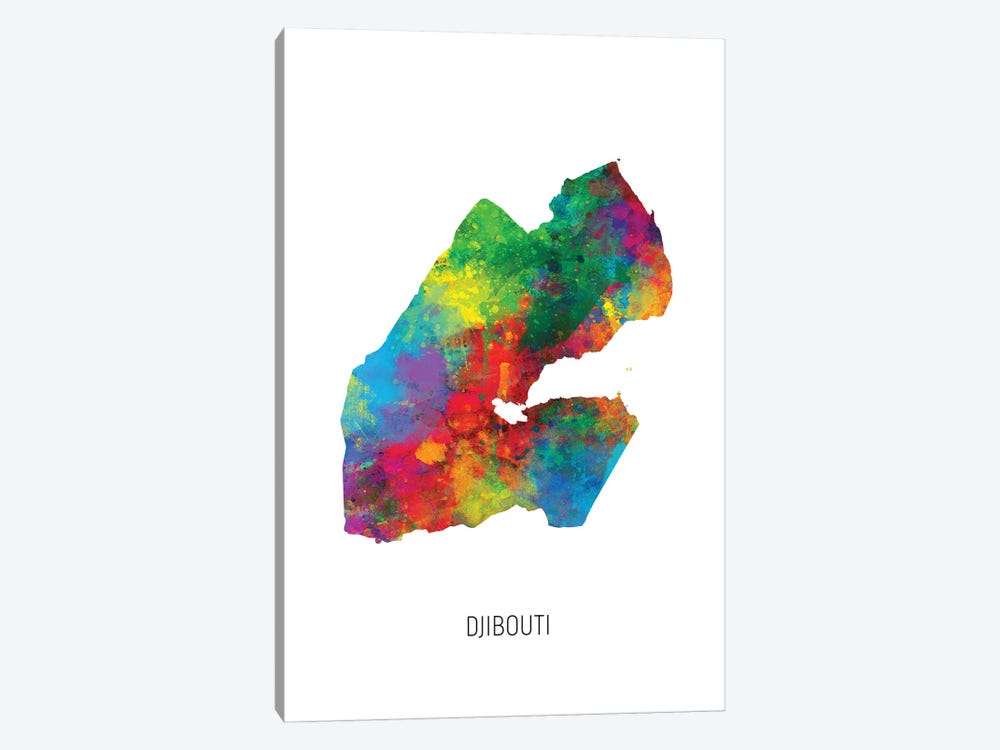 Djibouti Map by Michael Tompsett 1-piece Canvas Art Print