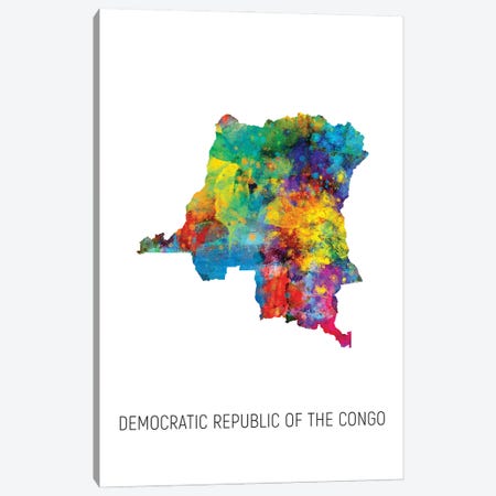 Democratic Republic Of The Congo Map Canvas Print #MTO2928} by Michael Tompsett Canvas Print