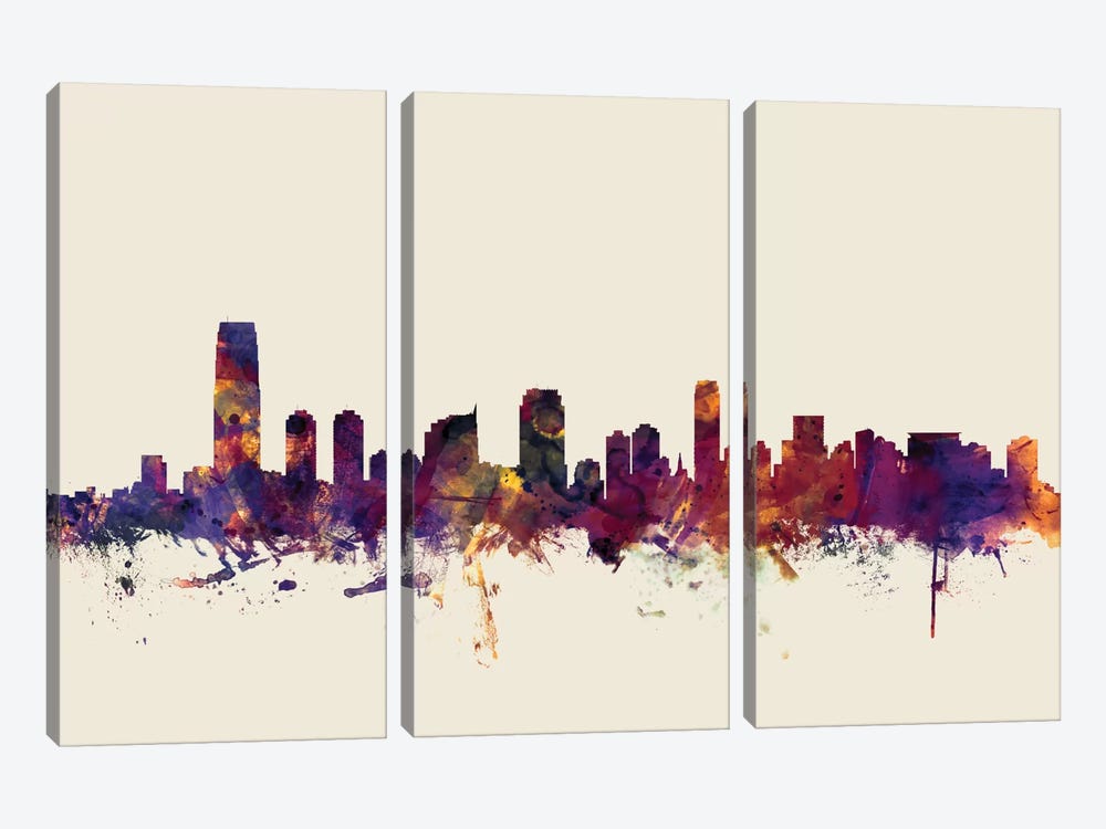 Jersey City, New Jersey, USA On Beige by Michael Tompsett 3-piece Canvas Print