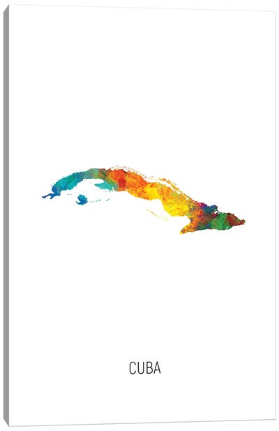 Cuba Map Canvas Art Print - Cuba Art