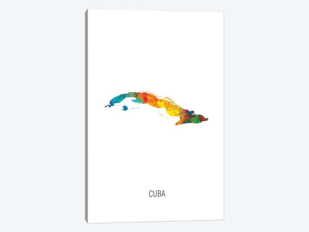 Cuba Map by Michael Tompsett 1-piece Canvas Artwork