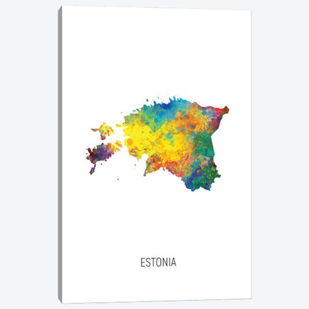 Estonia Map Canvas Print #MTO2931} by Michael Tompsett Canvas Art