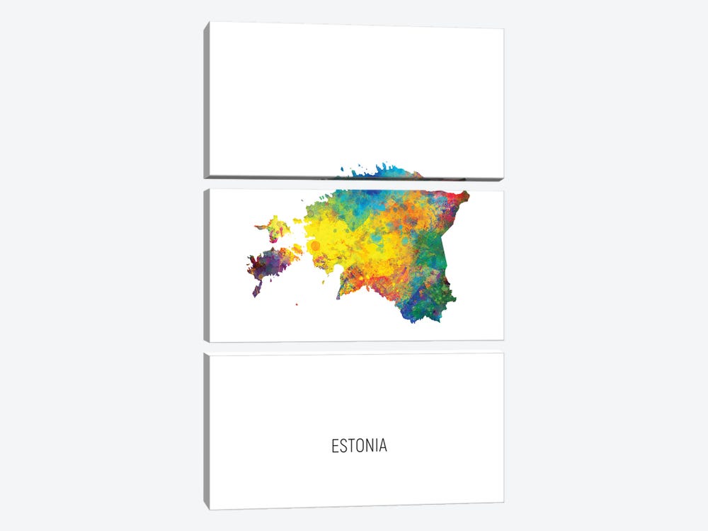 Estonia Map by Michael Tompsett 3-piece Art Print