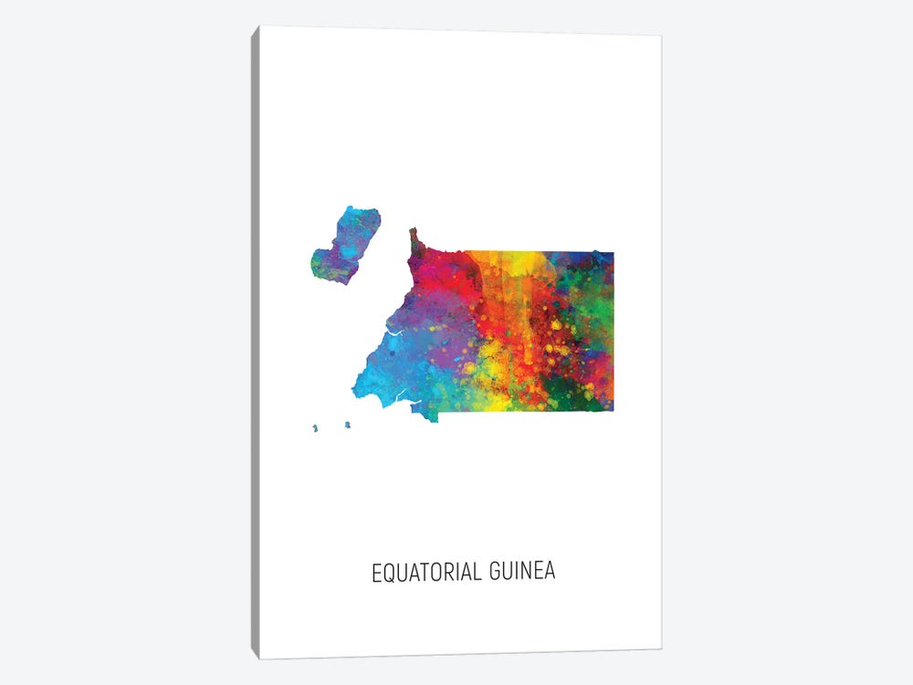 Equatorial Guinea Map by Michael Tompsett 1-piece Canvas Artwork