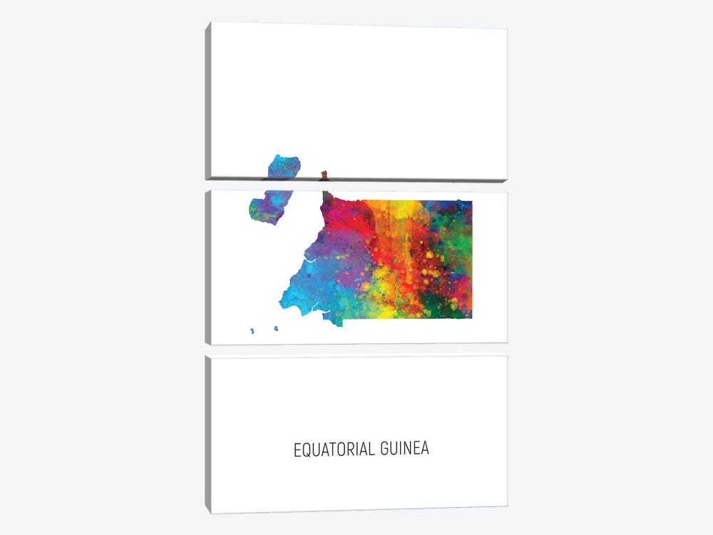 Equatorial Guinea Map by Michael Tompsett 3-piece Canvas Artwork