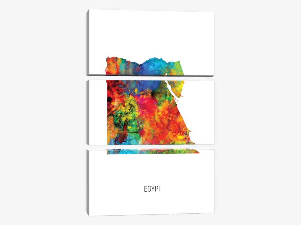 Egypt Map by Michael Tompsett 3-piece Canvas Art