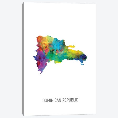 Dominican Republic Map Canvas Print #MTO2935} by Michael Tompsett Canvas Print