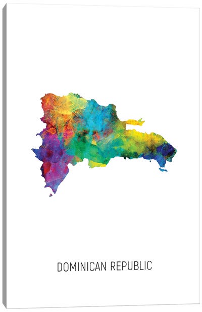 Dominican Republic Map Canvas Art Print - Dominican Republic