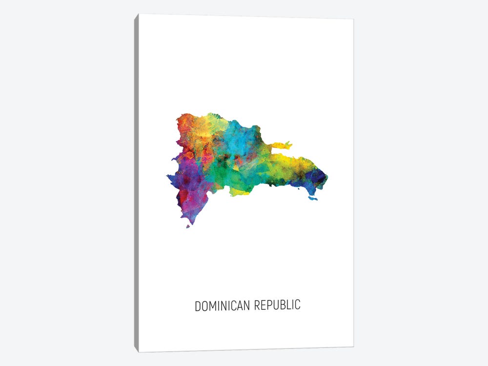 Dominican Republic Map by Michael Tompsett 1-piece Art Print
