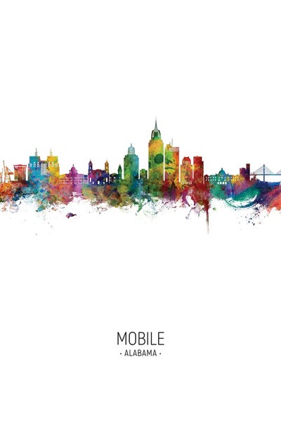 Alabama: Mobile Alabama Skyline Portrait by Michael Tompsett