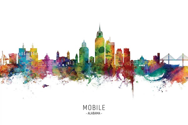 Michael Tompsett: Mobile Alabama Skyline City Name by Michael Tompsett