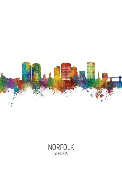 Virginia: Norfolk Virginia Skyline Portrait by Michael Tompsett