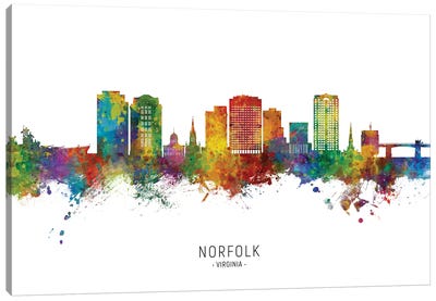 Norfolk Virginia Skyline City Name Canvas Art Print