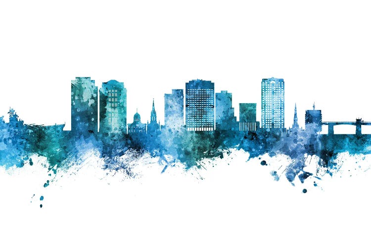 Norfolk Virginia Skyline Blue Teal by Michael Tompsett wall art