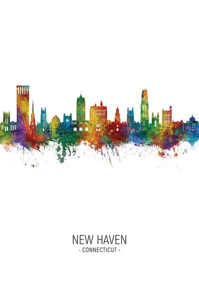 Connecticut: New Haven Connecticut Skyline Portrait by Michael Tompsett