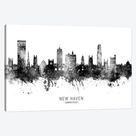 New Haven Connecticut Skyline Name Bw Canvas Print #MTO2948} by Michael Tompsett Canvas Print