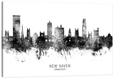 New Haven Connecticut Skyline Name Bw Canvas Art Print - Connecticut Art