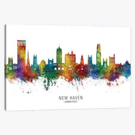 New Haven Connecticut Skyline City Name Canvas Print #MTO2949} by Michael Tompsett Canvas Print