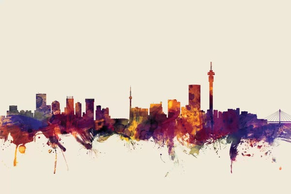South Africa: Johannesburg, South Africa On Beige by Michael Tompsett