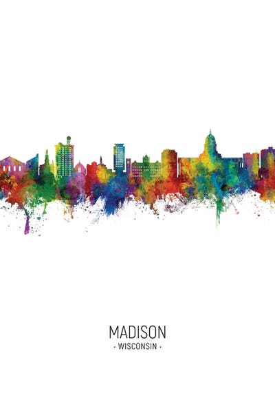 Madison Ii Wisconsin Skyline Portrait by Michael Tompsett canvas print