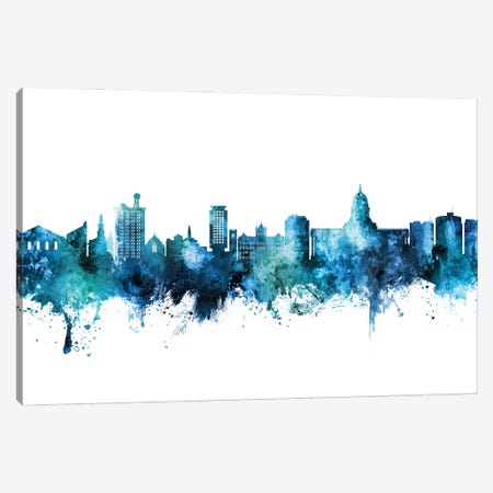 Madison Ii Wisconsin Skyline Blue Teal Canvas Print #MTO2954} by Michael Tompsett Art Print