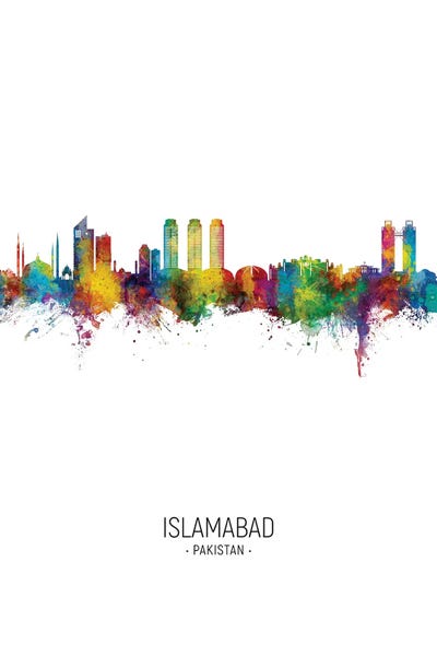 Islamabad Pakistan Skyline Portrait by Michael Tompsett framed canvas print