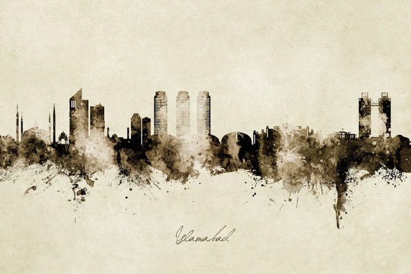 Pakistan: Islamabad Pakistan Skyline Vintage by Michael Tompsett