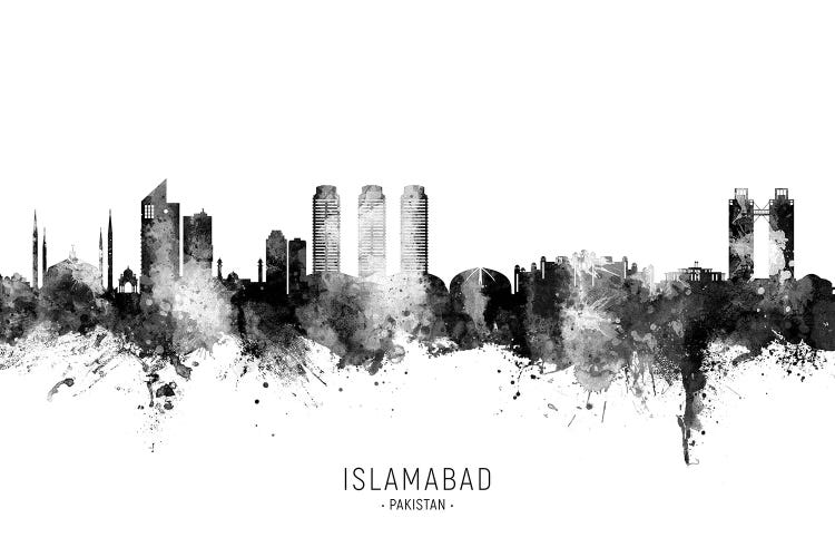 Islamabad Pakistan Skyline Name Bw by Michael Tompsett wall art