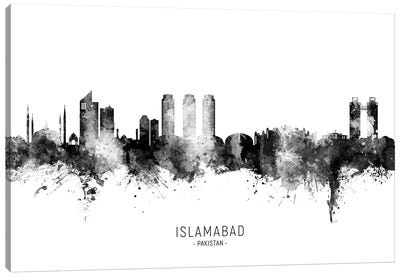 Islamabad Pakistan Skyline Name Bw Canvas Art Print - Pakistan