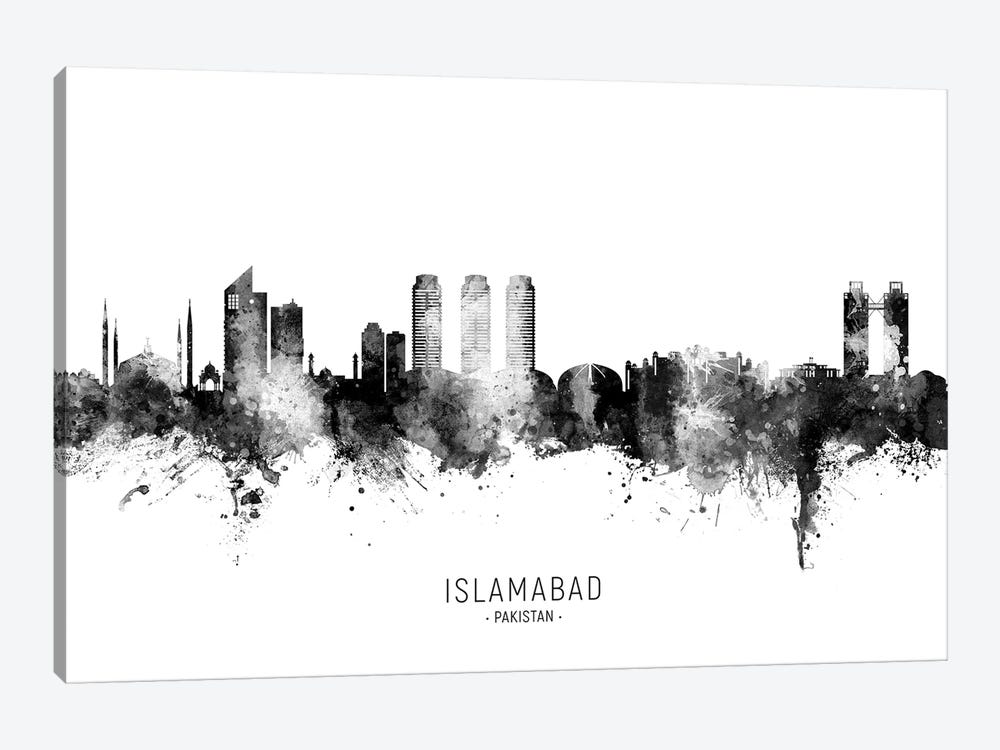 Islamabad Pakistan Skyline Name Bw by Michael Tompsett 1-piece Canvas Print